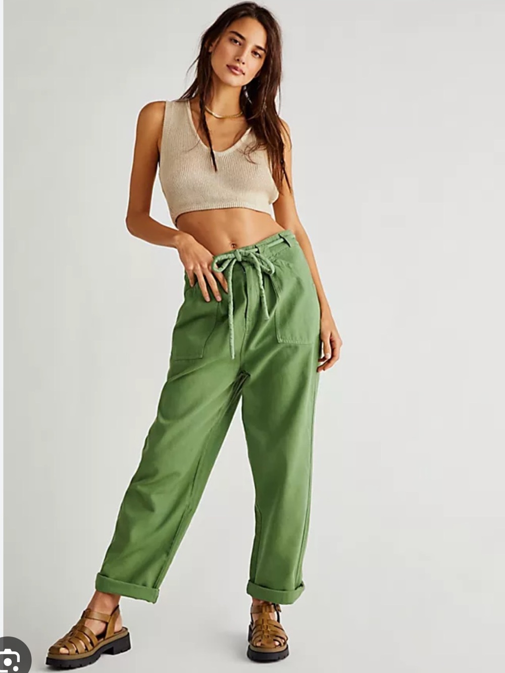 Free People Lights Down Rolled Straight Pants.  New without tags.